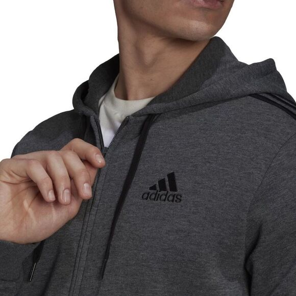 NWOT Adidas Men's Essentials 3 Stripe Full-Zip Hooded Track Top - Picture 4 of 11